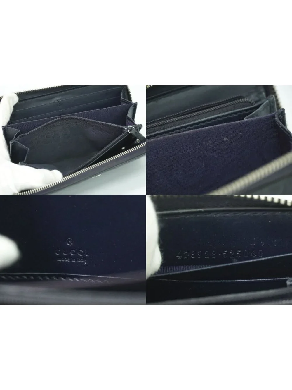 Gucci Durian Leather Zip Around Wallet Navy - Picture 9 of 9